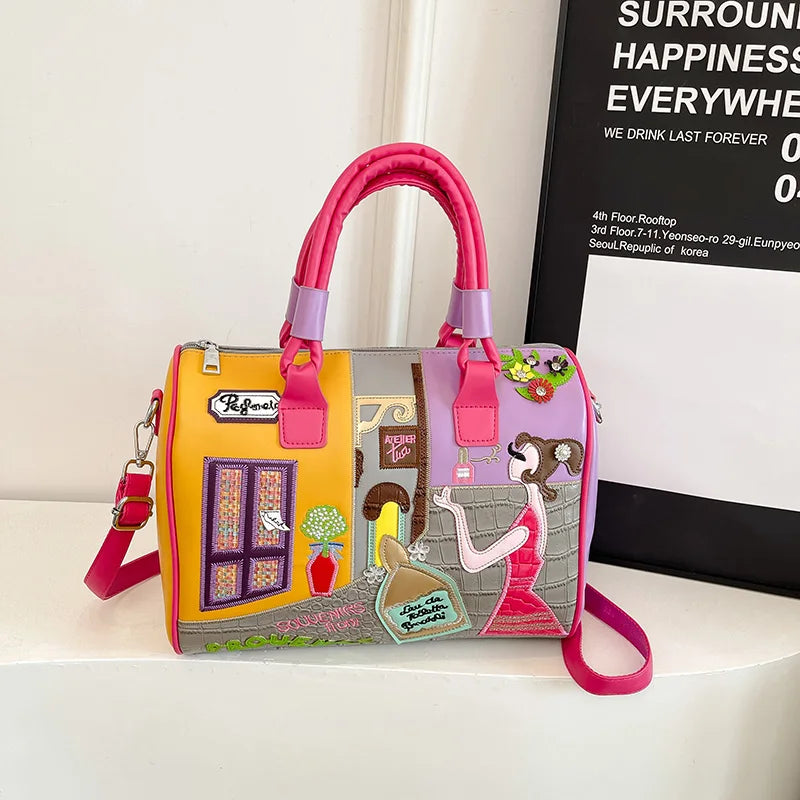 Fashion Women PU Leather Handbags Shoulder Bag Large Capacity Ladies Zipper Messenger Bags for Women Casual Boston Crossbody Bag