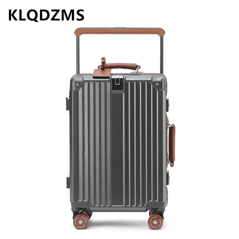 KLQDZMS Carry-on Travel Luggage 20"24"28 Inch Aluminum Frame Large Capacity Trolley Case PC Boarding Box Multi-function Suitcase