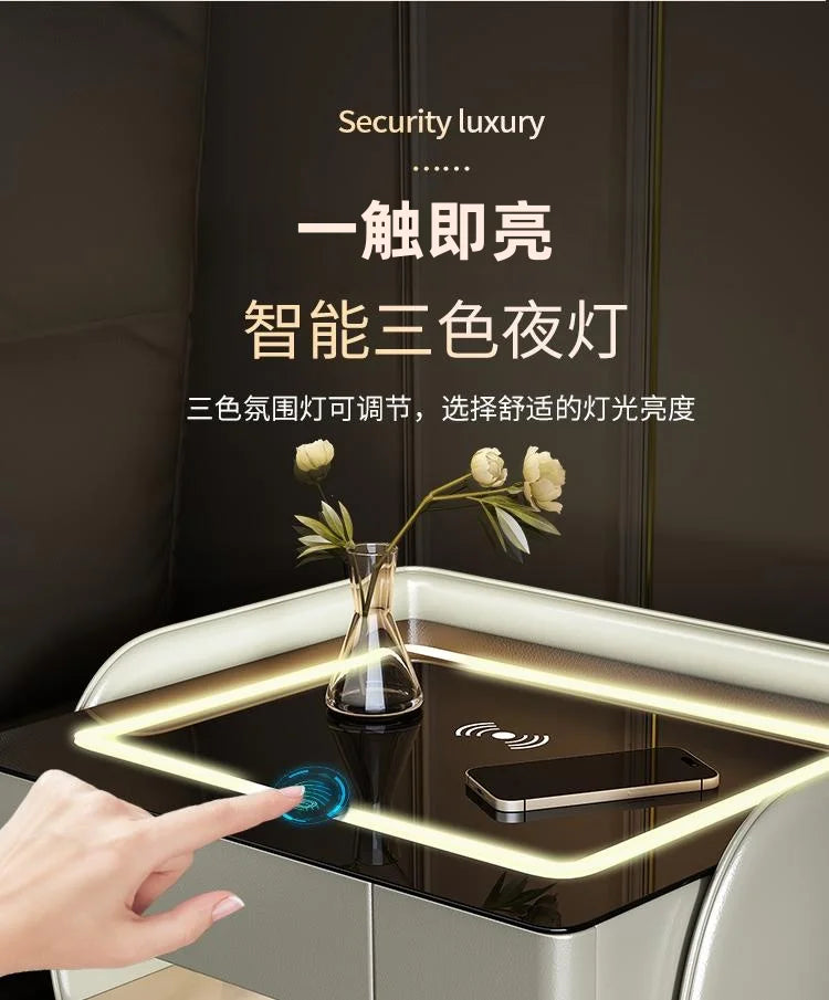 Modern Aesthetic Nightstands Wireless Charging Design Minimalist With Light Bedside Table Elegant Trendy Cajoneras Furniture