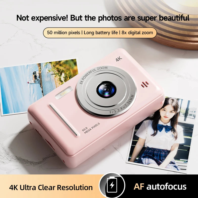 4K Digital Camera 5000W Pixel Retro CCD Portable Card Camera Entry-level Camera Dual Camera Flash 50 Million Pixels Auto Focus
