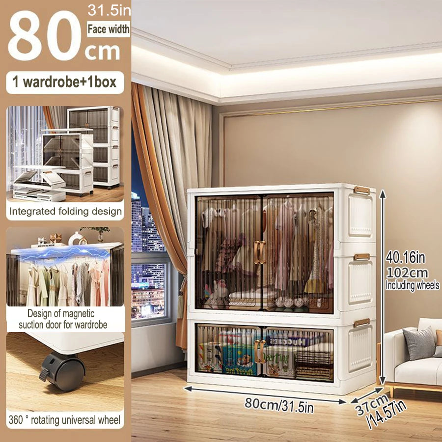 Multifunction Folding Storage Cabinet Dustproof Wardrobe Sundries Cabinet Closet Organizer Locker Storage Box