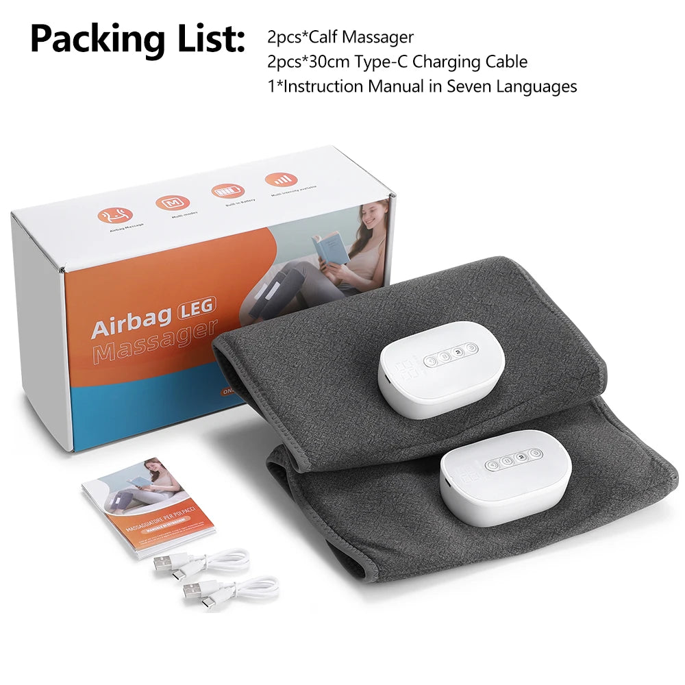 Blood Circulation Calf Massager with 4 Heat 8 Intensities Electric Airbag Compression Leg Massage Wrap Foot Muscle Relaxation