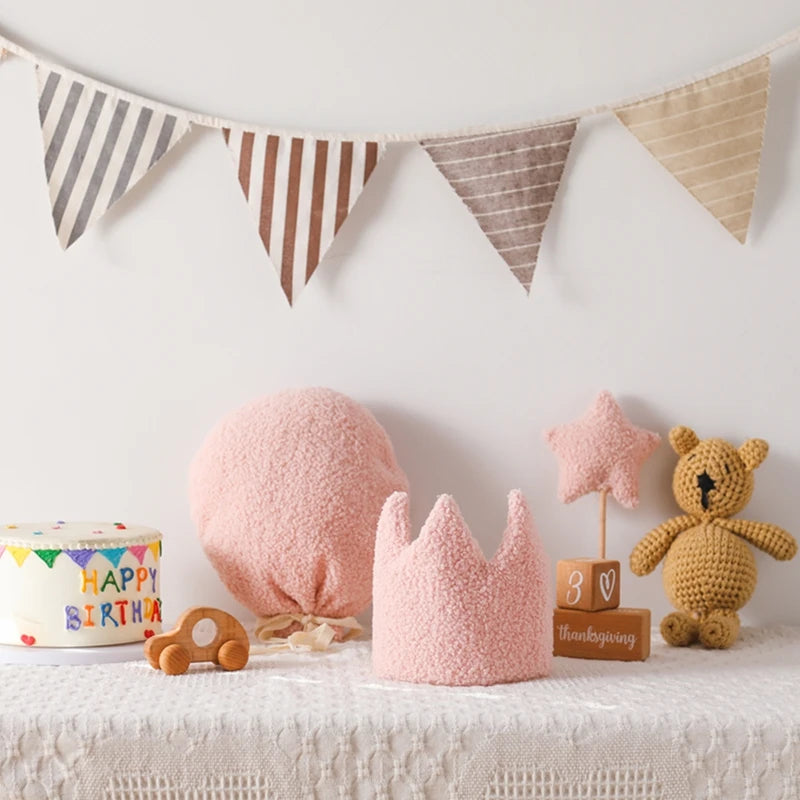 Baby Teddy Velvet Balloon Crown Hat Headwear Star Fairy Stick Happy Birthday Party Decoration Newborn Photography Accessories