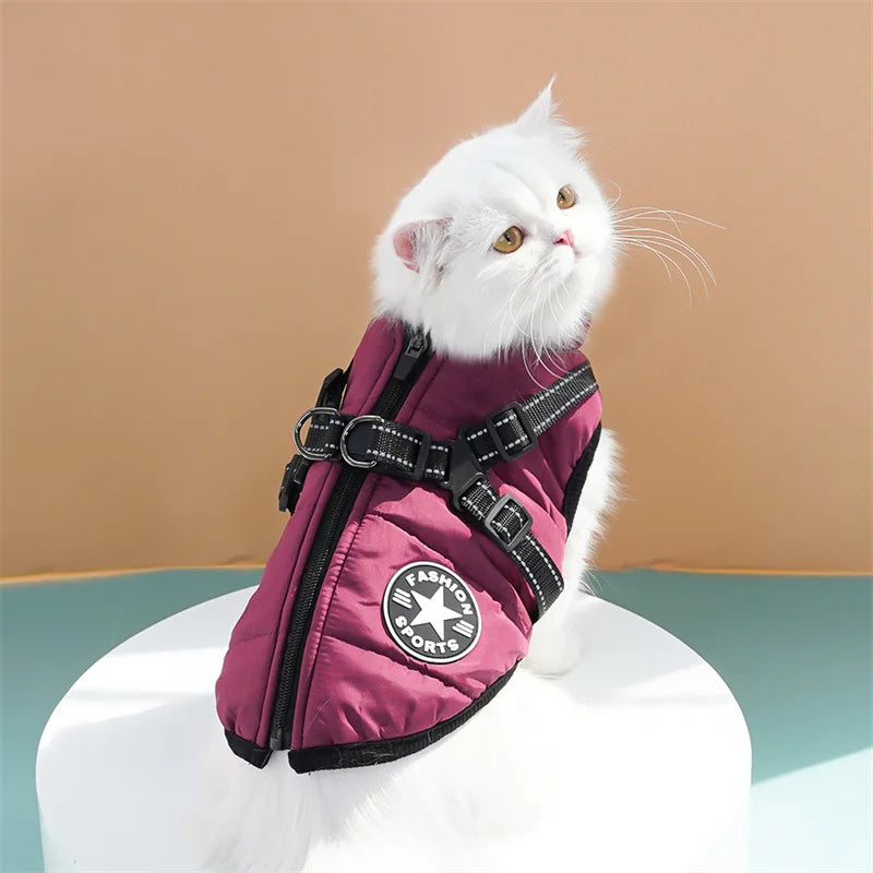 Winter Dog Clothes Puppy Cat Coat with Harness Waterproof Warm Cotton Jacket for Small Large Dogs Reflective Vest Pet Apparel