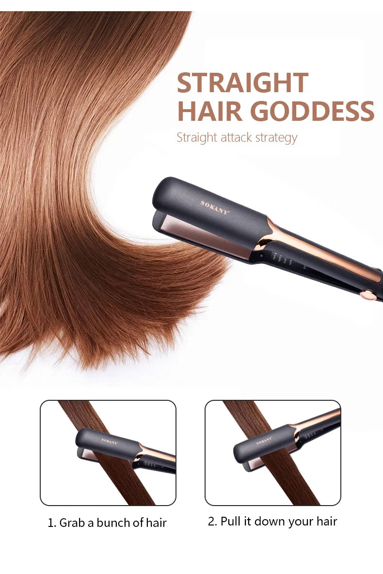 Sokany Professional Hair Straightener Ceramic Glazed No Damage 110-240V Salon Quality Styling Tool