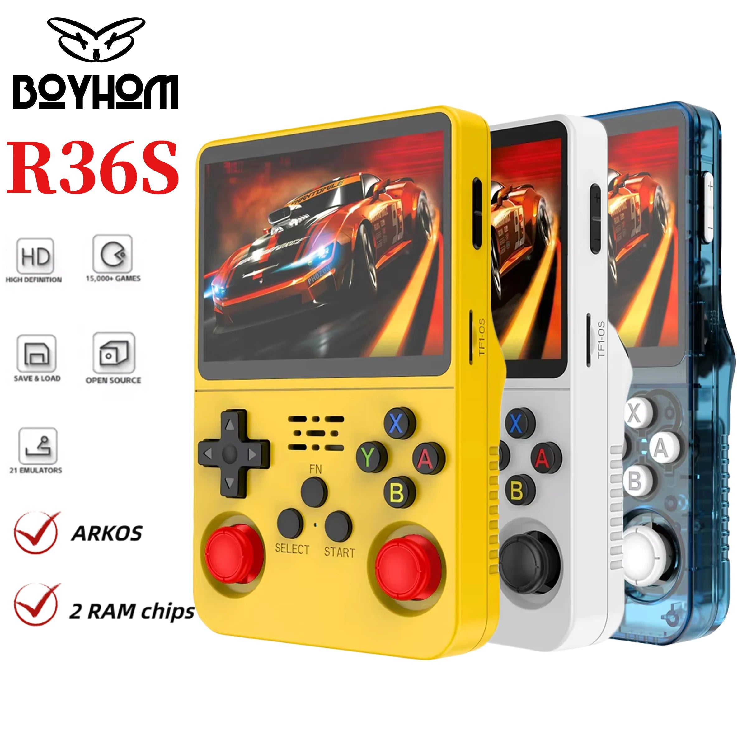 100% Original ARKOS R36S Retro Handheld Game Console 3.5'' IPS,15000+ Games,2 RAM chips, Linux Portable Pocket Player, 64G/128G