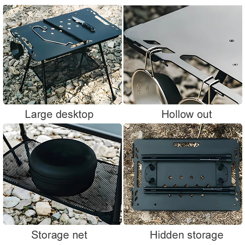 WESTTUNE Outdoor IGT Tactical Table Lightweight Multifunctional Folding Aluminum Alloy Camping Picnic Table with Adjustable Legs