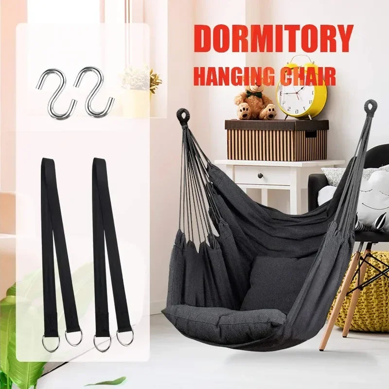 Durable Hanging Hammock Chair Bedroom Furniture Hanging Swing Indoor Outdoor Cotton Rope Boho Patio Chair Home Decor for Balcony