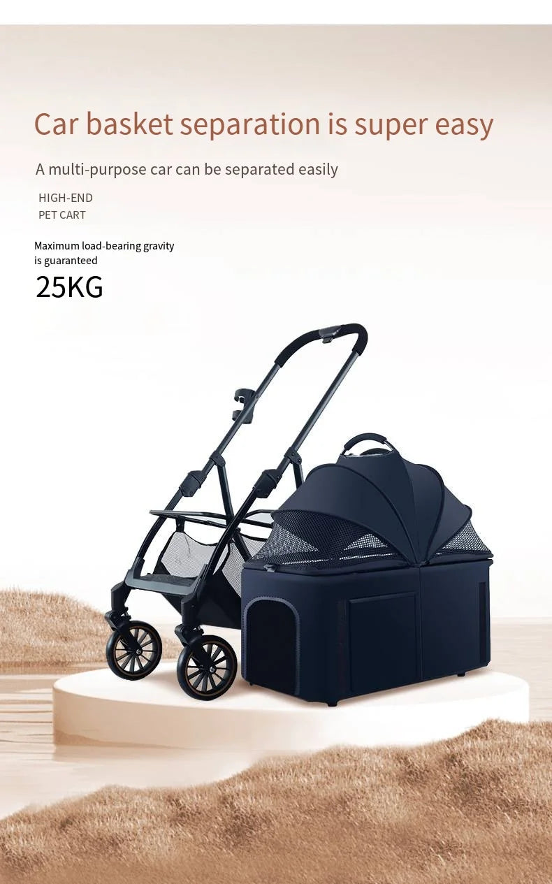 2025 Pet Stroller for Dogs and Cats Going Out, Detachable and Foldable, Lightweight Small Cart for Walking Dogs and Walking Cats