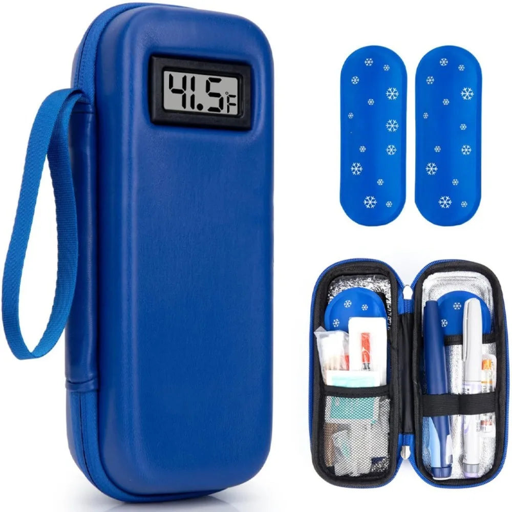 Insulin Cooler Travel Case with Thermometer Display Waterproof Medicine Organizer Bag Insulin Cooling Bag for Diabetics