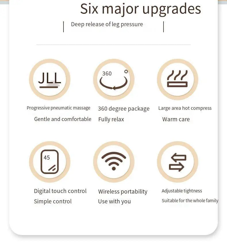 Wireless Smart Leg Massager TypeC Charging 360° Air Pressure Calf Hot Compress Massager 3 Mode Adjustable Relax Foot Calf Muscle