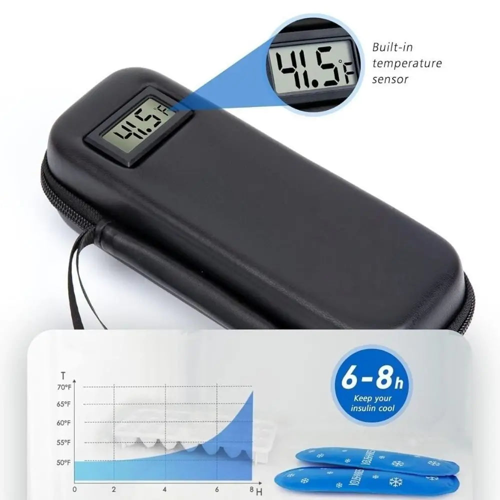 Insulin Cooler Travel Case with Thermometer Display Waterproof Medicine Organizer Bag Insulin Cooling Bag for Diabetics