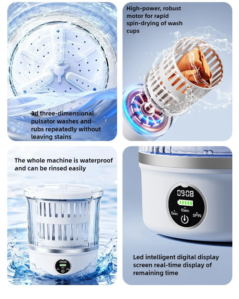 3L Mini Washing Machine Portable Home Clothes Socks Underwear Cleaning Washing Machine Travel Washing Machine with Spin Drying