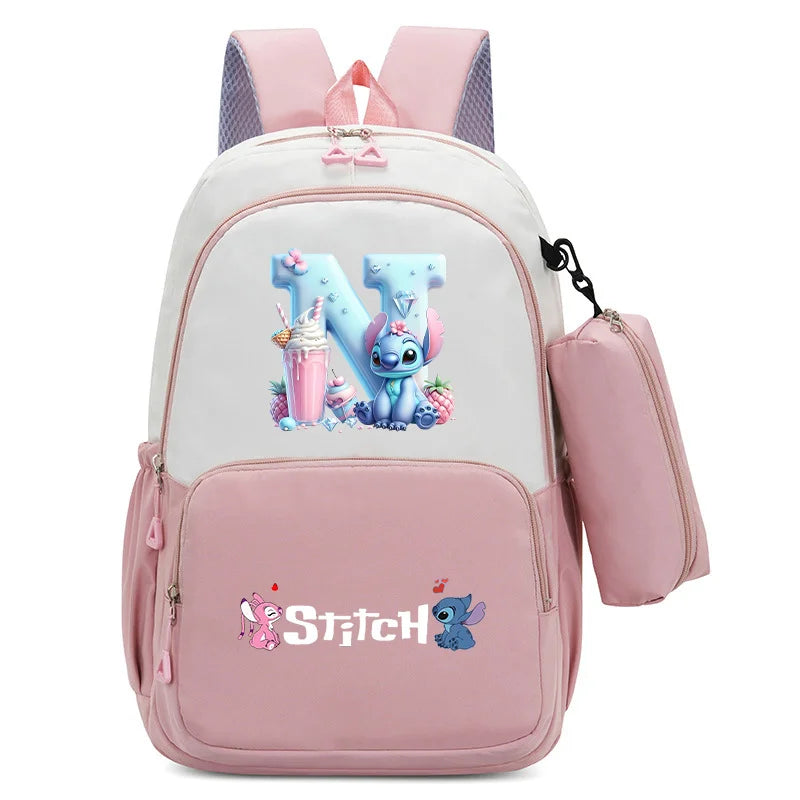 Stitch Disney Girls Schoolbag with Pencil Bags Women Travel Bag New Backpacks for Student Children Large Capacity Bookbag Gifts