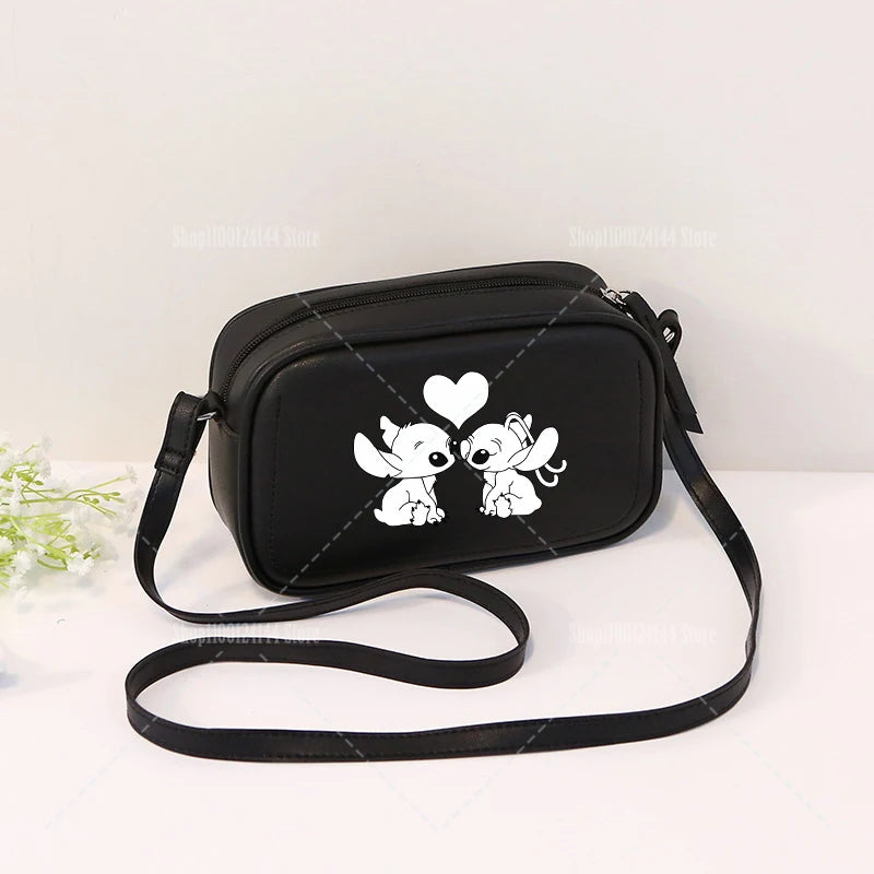 Lilo & Stitch Women Crossbody Zipper Mobile Phone Shoulder Bag Female Handbag Cartoon Multifunction Small Bag Lady Purse Gift