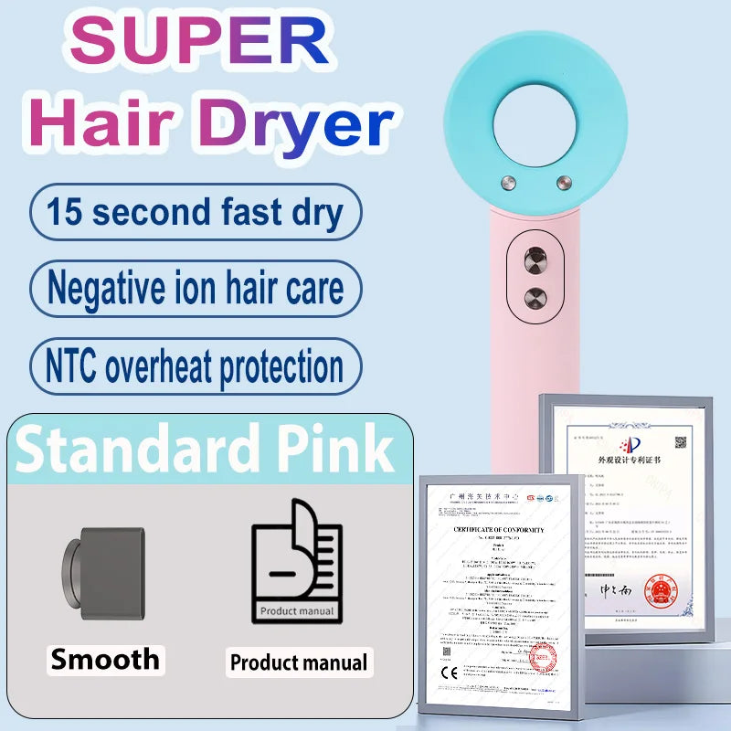 1600W Professional Hair-care Negative Ion Hair dryer 220V Leafless Hairdryer High Speed household Blow Dryer Salon Style Tool