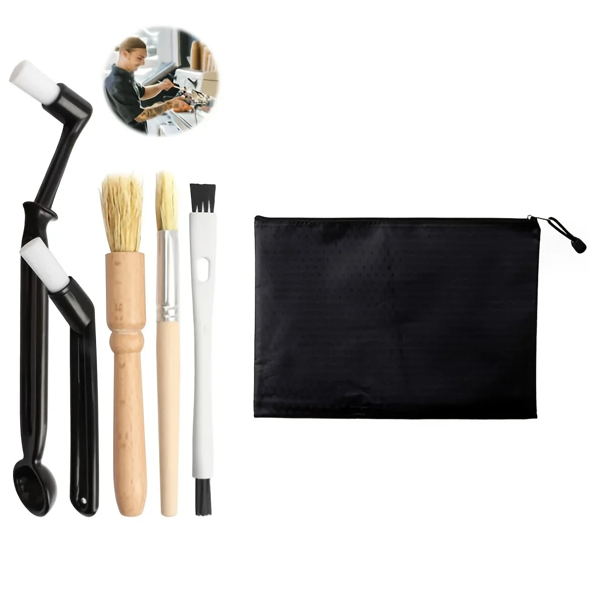 Coffee Brush Set Espresso Brush Kit Include Wooden Coffee Grinder Machine Cleaning Brush and Nylon Espresso Brush