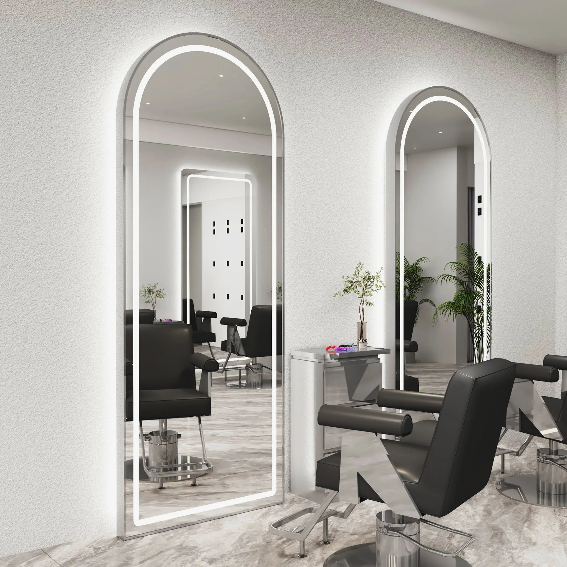 Wall-mounted simple hairdresser floor mirror LED perm and dyeing mirror table touch