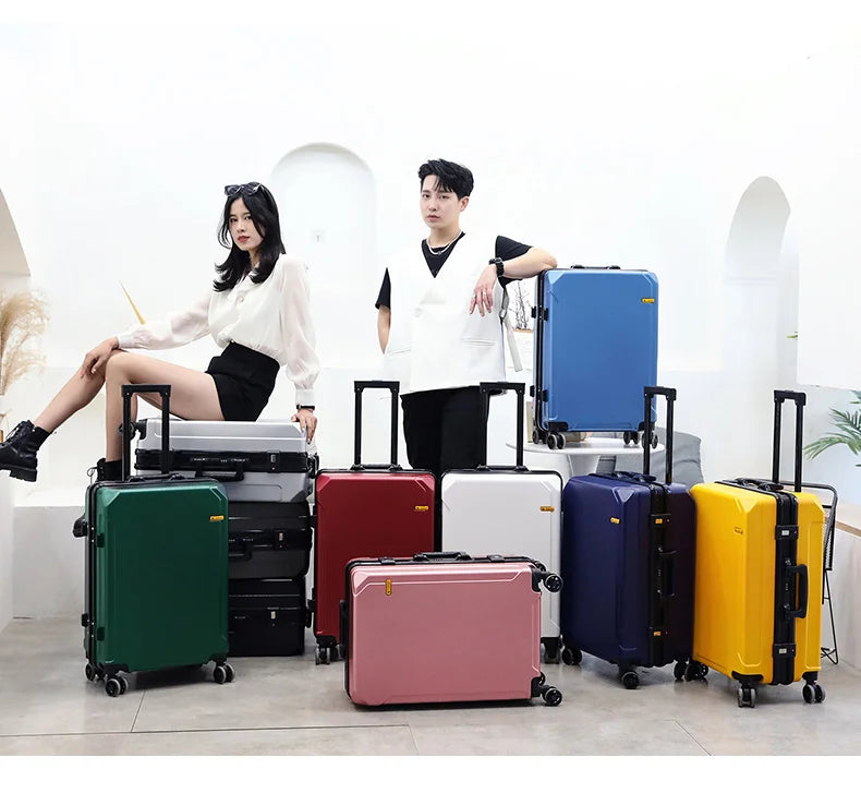 Fashion rolling luggage aluminum frame USB charging trolley suitcase 20/24/26/28 inch students password travel luggage