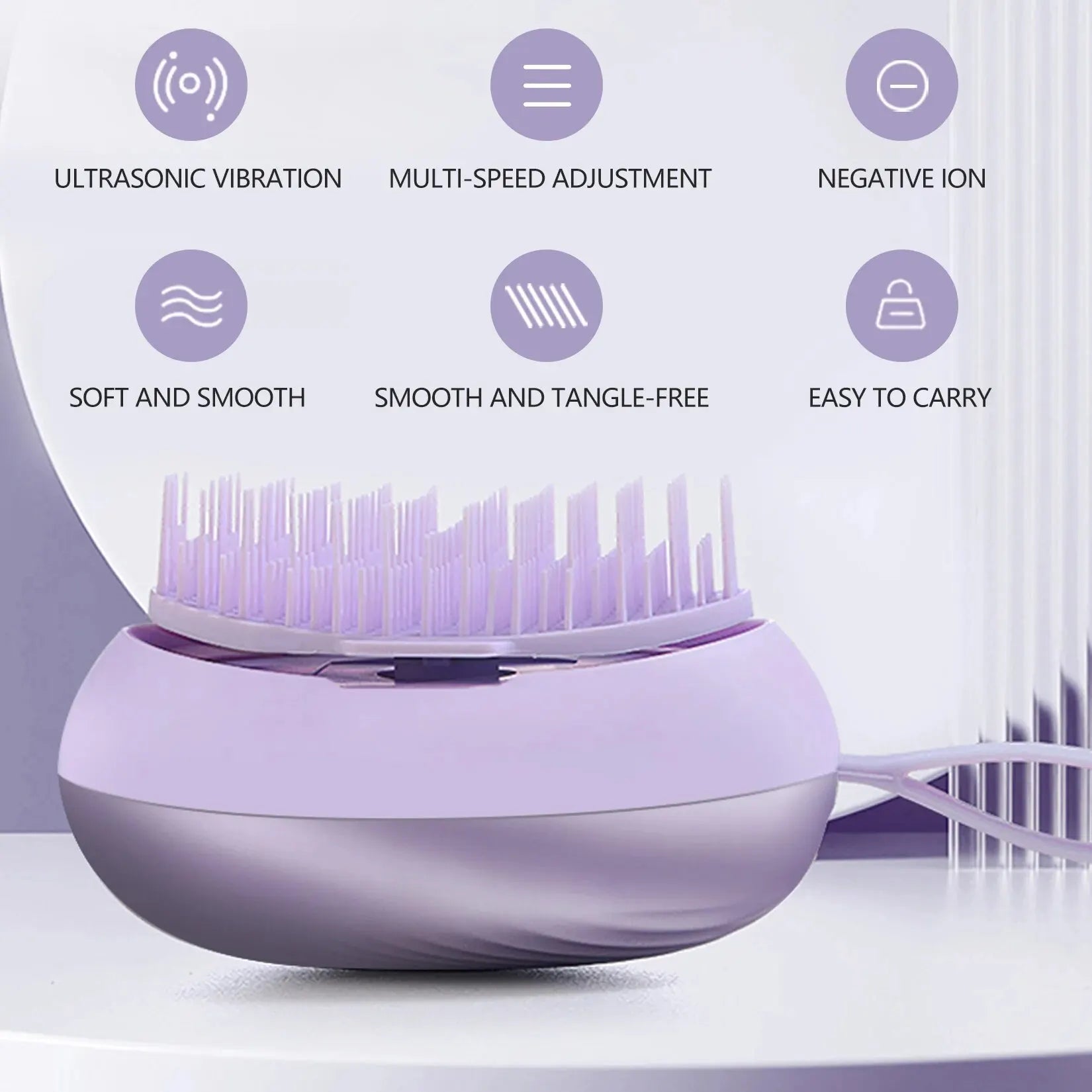 Electric Negative Ion Massage Comb, Hair More Fluffy and Smooth without Tangles Two Vibration Massage, Effectively Soothing