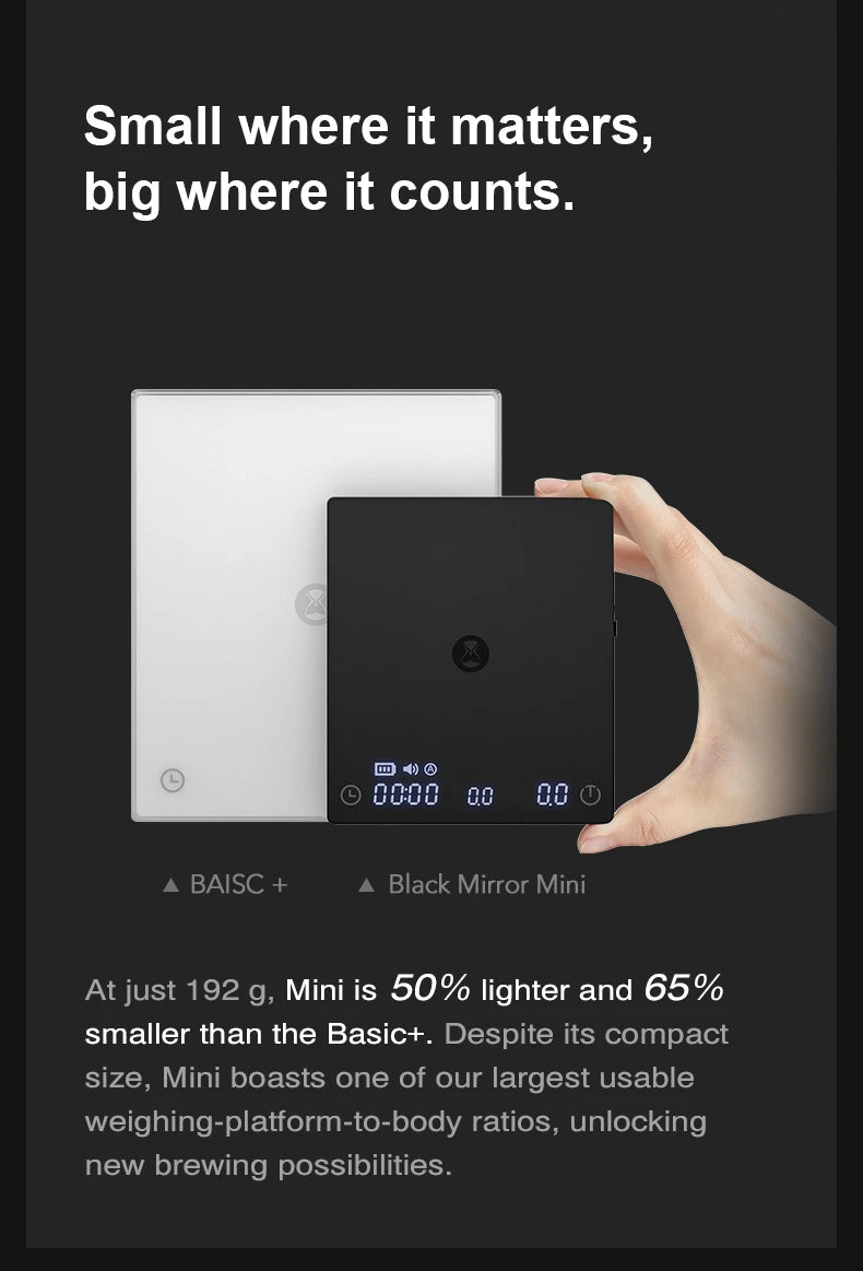 TIMEMORE Black Mirror MINI 0.1g Precision Pocket Coffee Scale  LCD Display Espresso Scale For Kitchen Cooking Food Jewelry