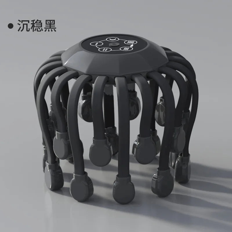 New Vibration Rechargeable Full Head Massager Spider Sleep Aid Electric Head Massage Machine Relieve Fatigu Relax Health Care