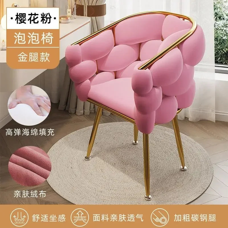 Velvet Leisure Single Sofa Chair Armchair with Gold Legs Makeup Chair with Upholstered for Living Room Bedroom