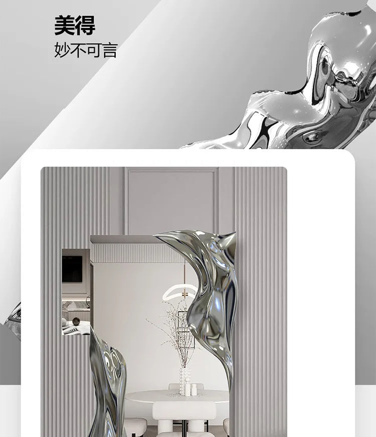 Wall hanging water ripple household villa model room floor mirror full-length mirror visual decoration