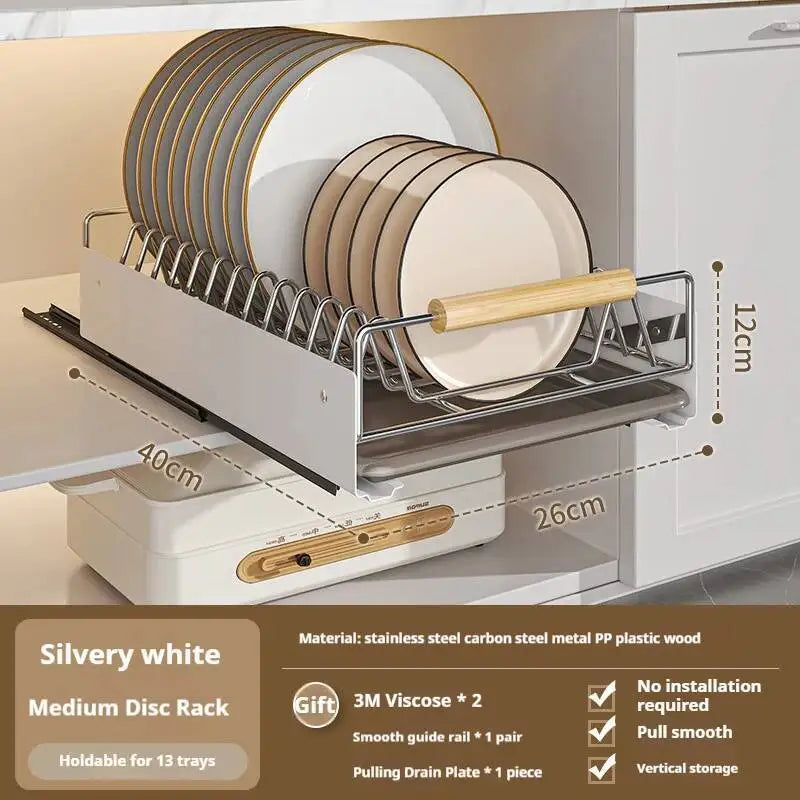 Box With Sliding Rail Pull-Out Cabinet Storage Rack Spice Pantry Shelves Drawer Kitchen Organizer Basket