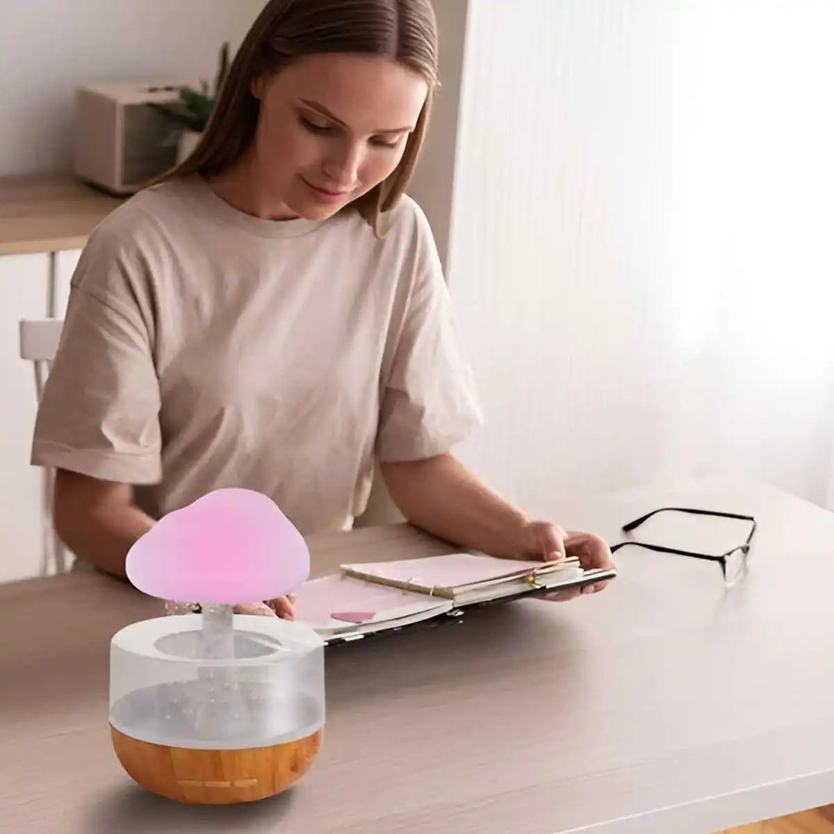Rain Cloud Humidifier Rain Colorful Mushroom Cloud Raindrop Atmosphere Lamp Night Light Essential Oil Humidifier Machine