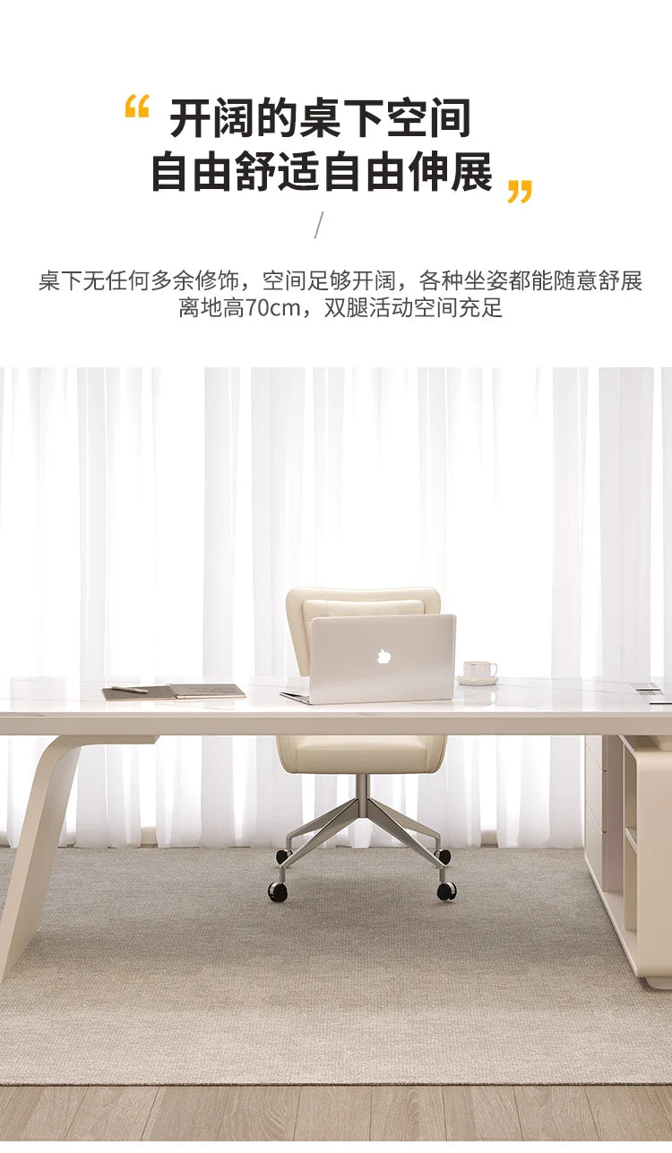 White minimalist office desk modern Elegant high-end design executive desk Mid century luxurymesa ordenador interior furniture