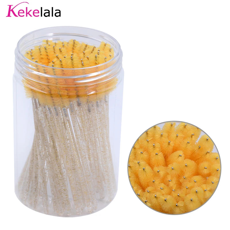 50Pcs/Bottle Eyelash Extension Brushes With Container Eyebrow  Eye Lash Mascara Wands Spoolies In Case Wholesale