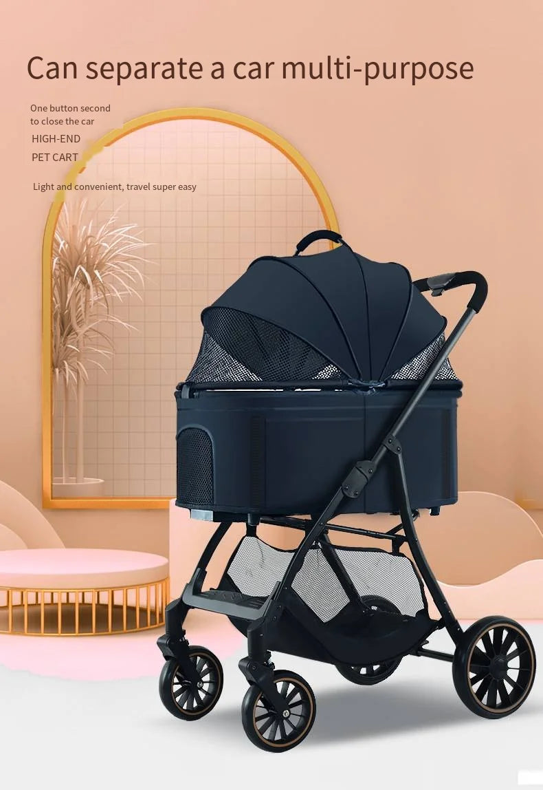 2025 Pet Stroller for Dogs and Cats Going Out, Detachable and Foldable, Lightweight Small Cart for Walking Dogs and Walking Cats