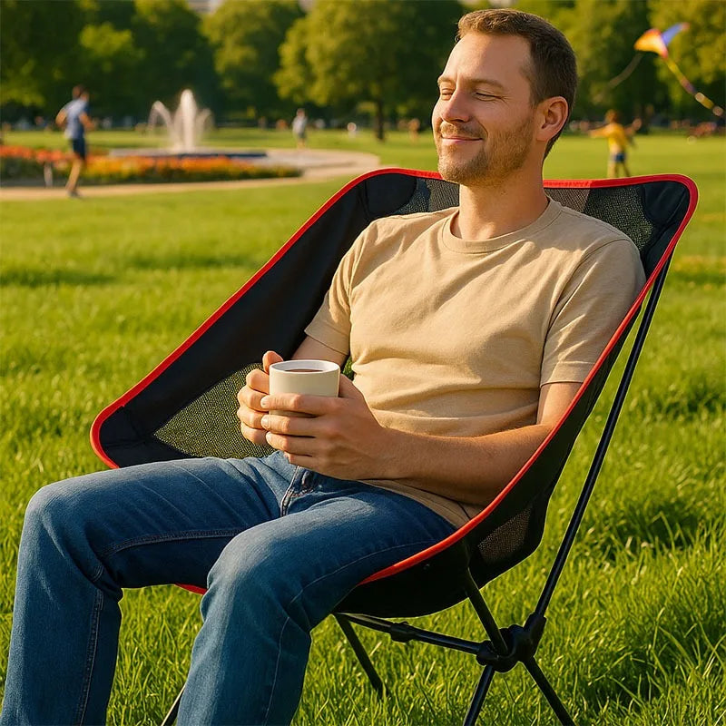 Ultralight Portable Folding Moon Chair with Oxford Fabric for Camping Hiking Travel Beach Picnic Fishing Outdoor Adventure Seat