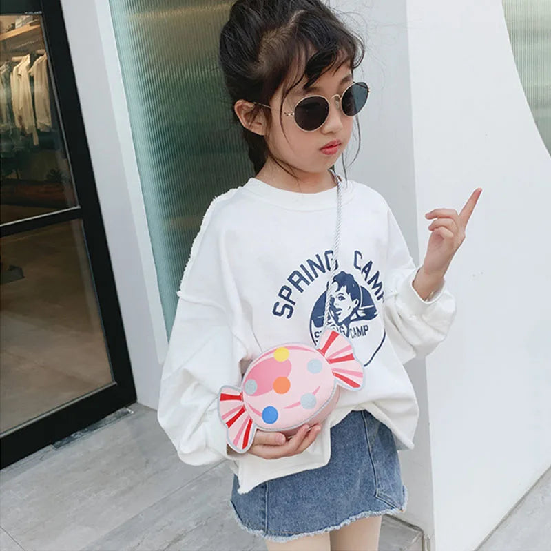 Cute Candy Children Messenger Bag Princess Girl Mini Handbags Pu Leather Coin Purse  Chain Purses Kids Crossbody Shoulder Bags