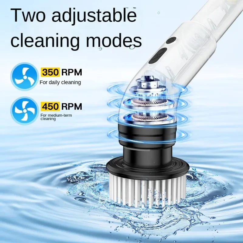 Nine in one multifunctional handheld electric cleaning brush with telescopic function, bathroom floor and kitchen cleaning tool