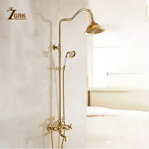ZGRK Shower Faucets Bathroom Mixer Taps Top Spray Rainfall Shower Head Washing Faucet Antique Shower System Plumbing Crane