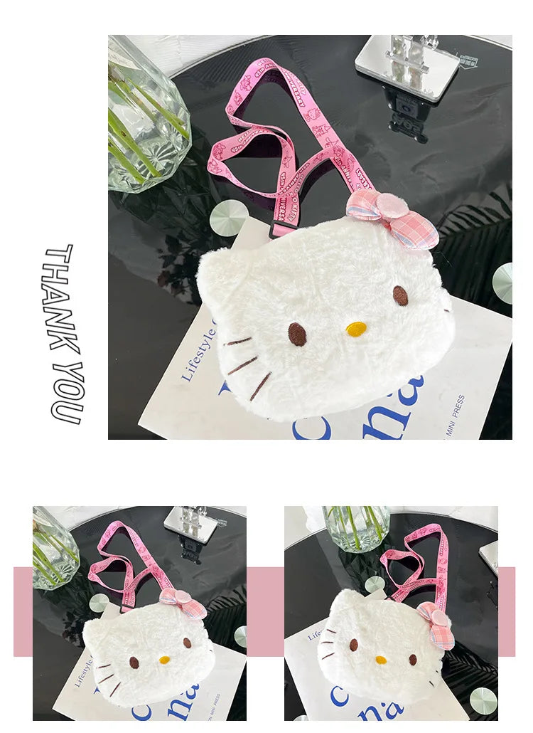 Cute plush bag, sweet girl student versatile shoulder messenger bag, soft and cute little princess new cartoon bag