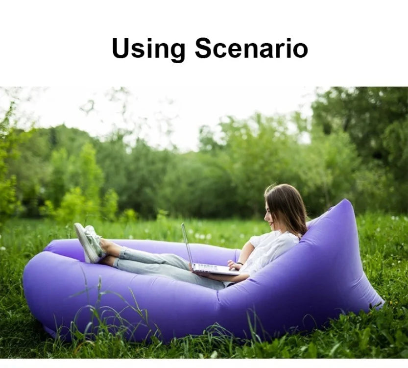 Portable Folding Inflatable Sofa  Outdoor Single Lazy Sofa Bed Fast Inflatable Seatings  Air Sofa Beach Party Camping Use