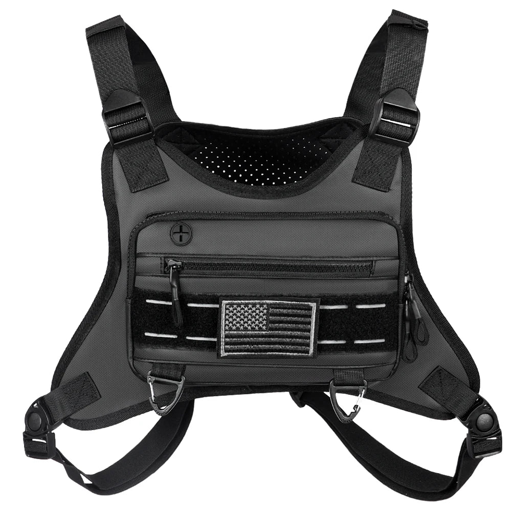 Sports Chest Bag Lightweight Front Chest Pack Running Vest Bag With Pocket Phone Holder Large Capacity Waterproof Tactical Vest