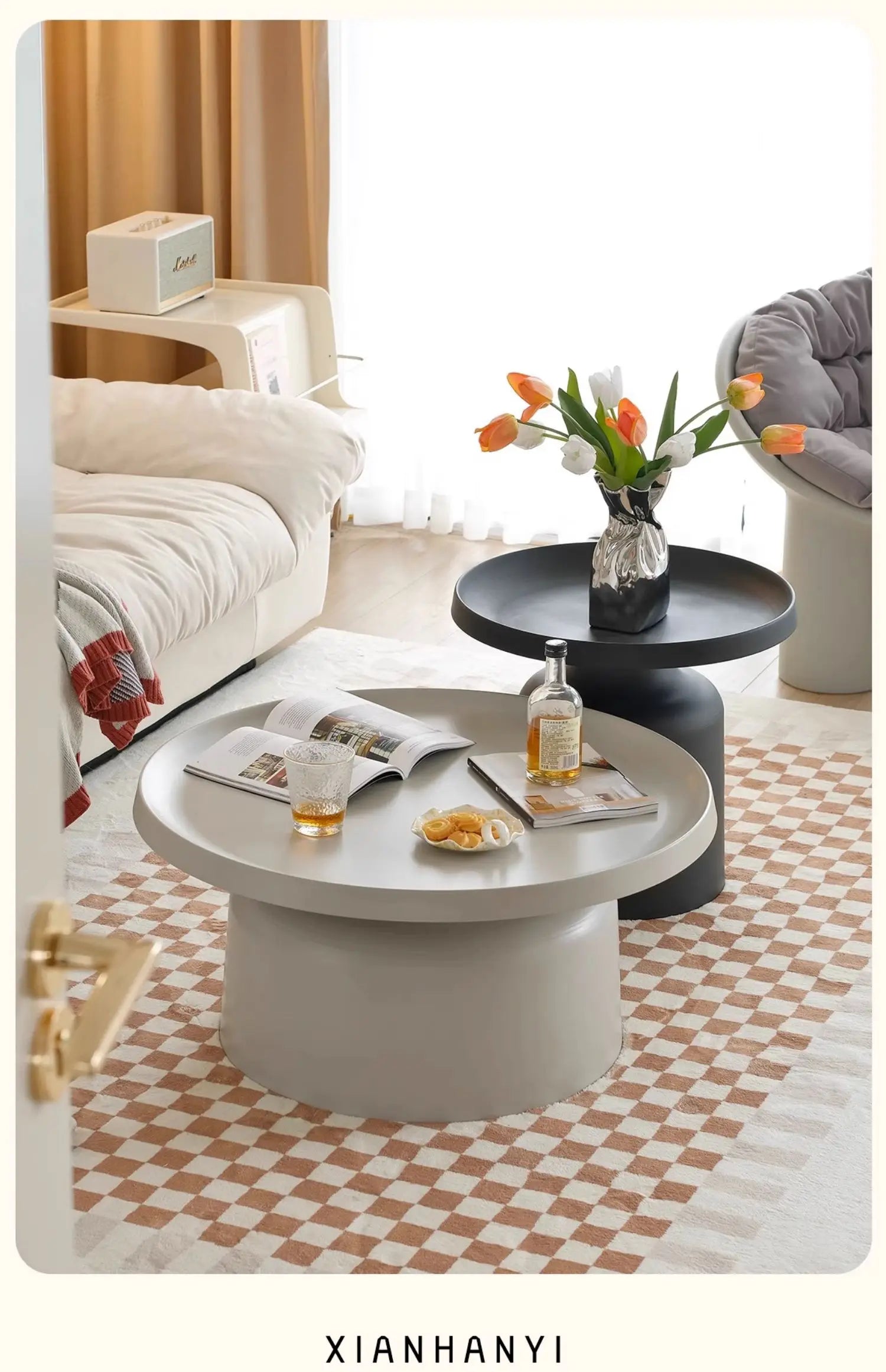 Hot Sale Nordic Coffee Table, Creative Round Living Room Table, High-end Light Luxury Side Desk, Modern Simple Furniture 121