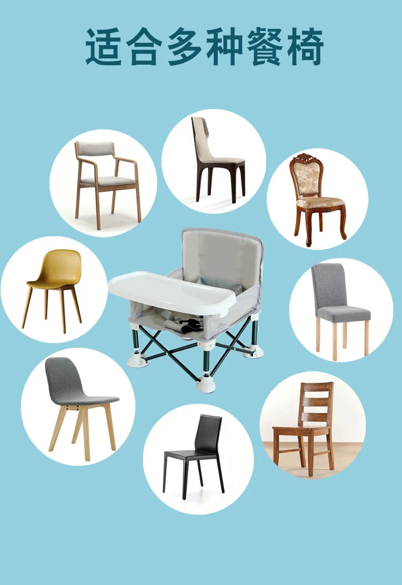 Baby Foldable Portable Dining Chair With Plate Seat Belt Children's Beach Chair Camping Child Comfortable Feeding Seat Baby