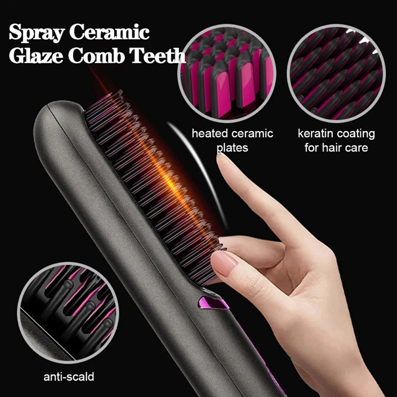Wireless Hair Straightener Brush Straightener Brush Third Gear Adjustable Hair Curler Portable Heating Comb