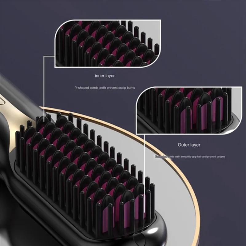 FZFZ Cordless Hair Straightener Hot Heating Comb Professional Electric Brush For Hair Smoothing Iron Negative  Hair Care