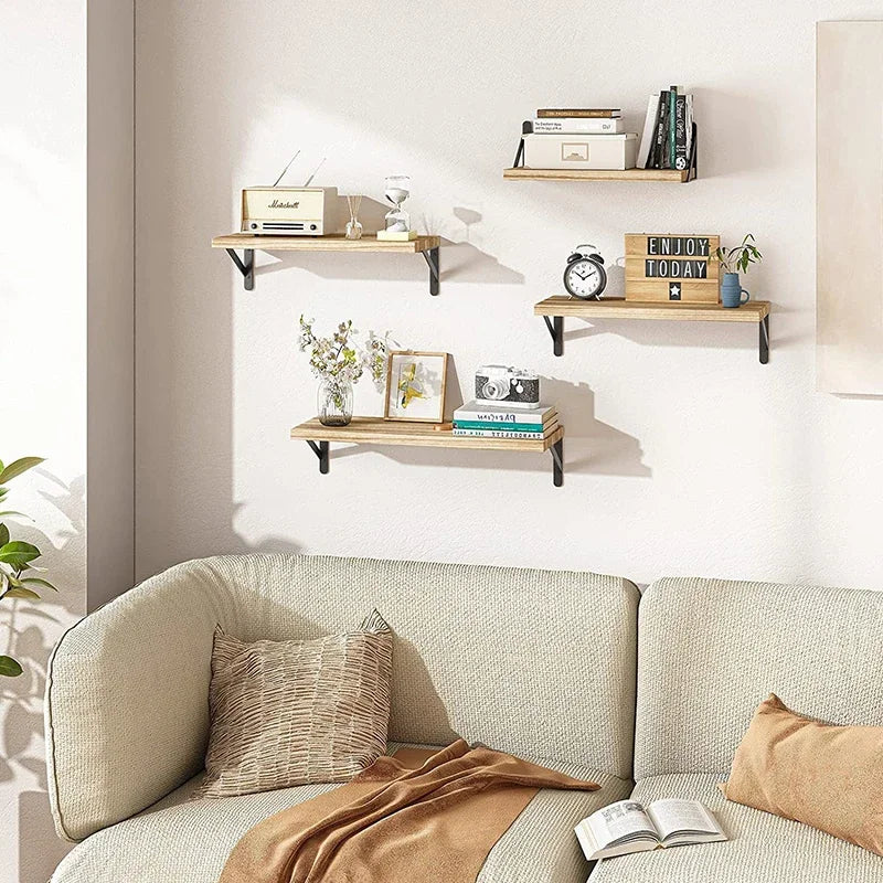 Wooden Floating Wall Shelves Bathroom Hanging Racks Shelf  Storage Kitchen Organizer Furnitures Living Room Display Stand Holder