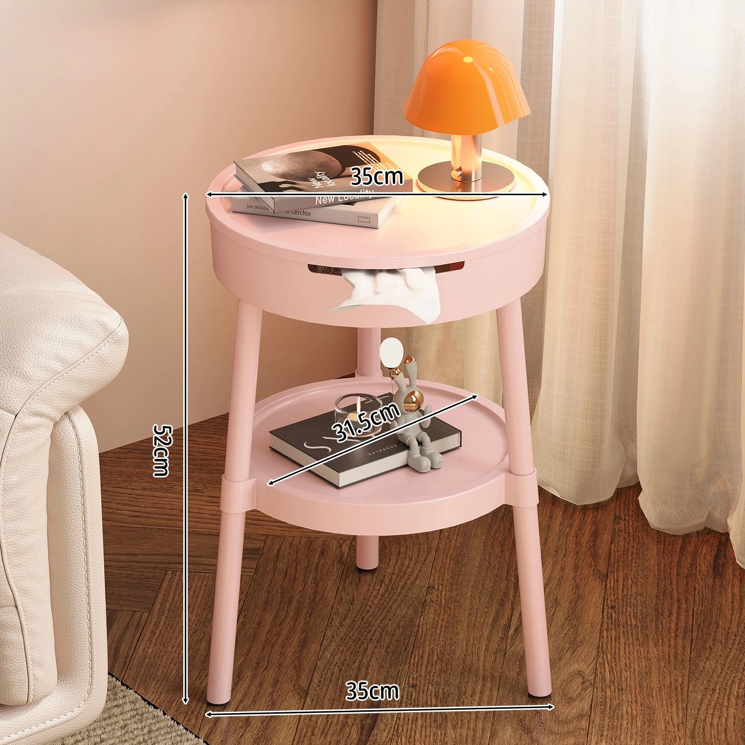White Round Coffee Tables Creative Fashion Furniture Minimalist Nightstand Modern Bedroom Mobile Side Table Personality Design
