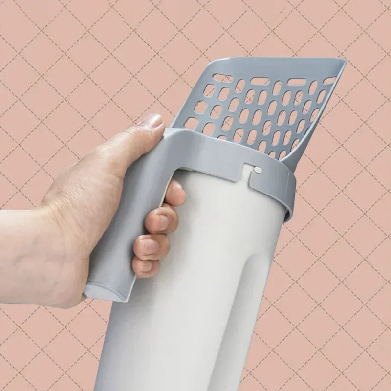 One Piece Cat Litter Scoop Efficient Cat Waste Scooper with Built in Garbage Bag Set Detachable Durable Pet Cleaning Supplies