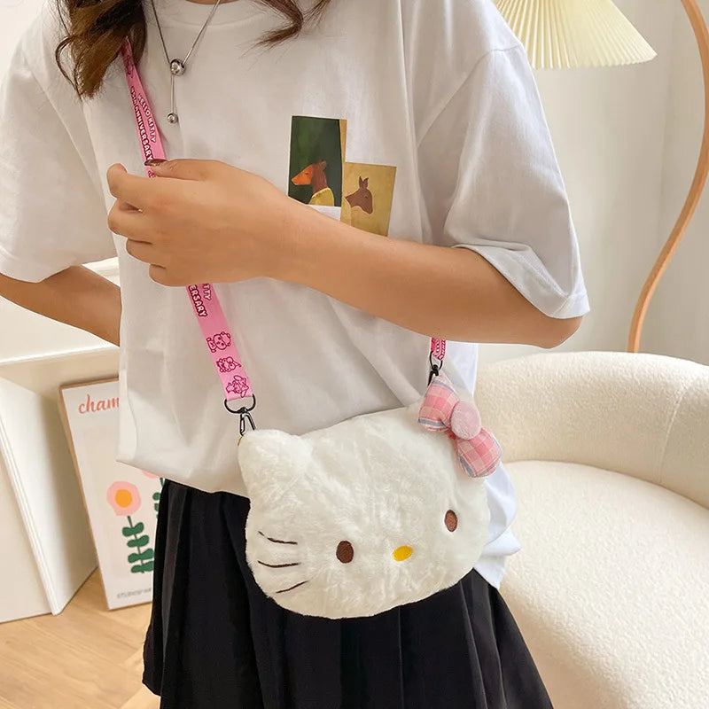 Cute plush bag, sweet girl student versatile shoulder messenger bag, soft and cute little princess new cartoon bag