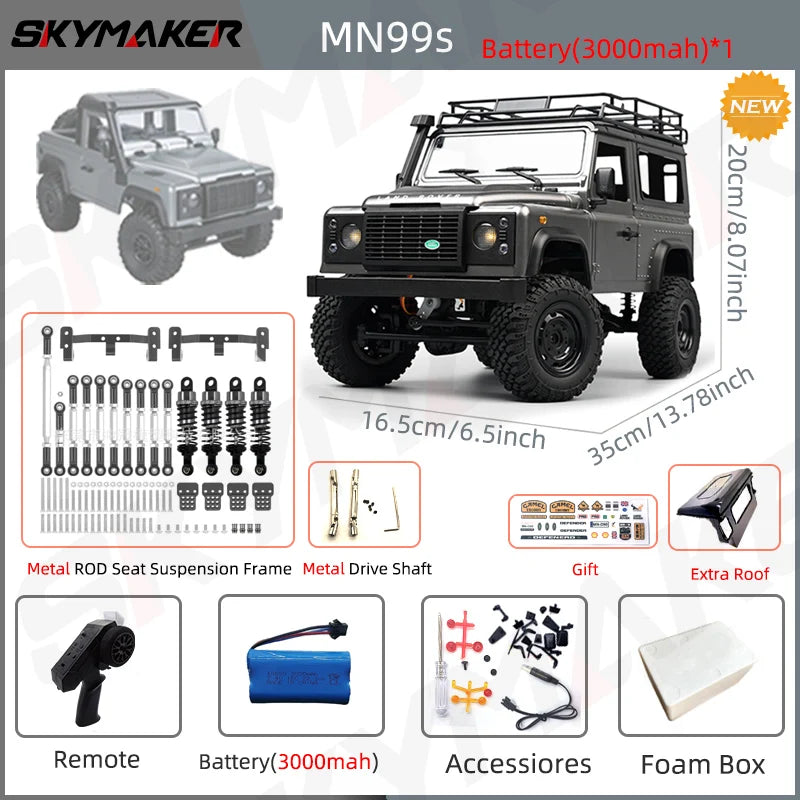 New MN99s MN98 1:12 MN Model RTR Version RC Car 2.4G 4WD RC Rock Crawler Defender Remote Control Car 1/12 RC Truck Cars Toys