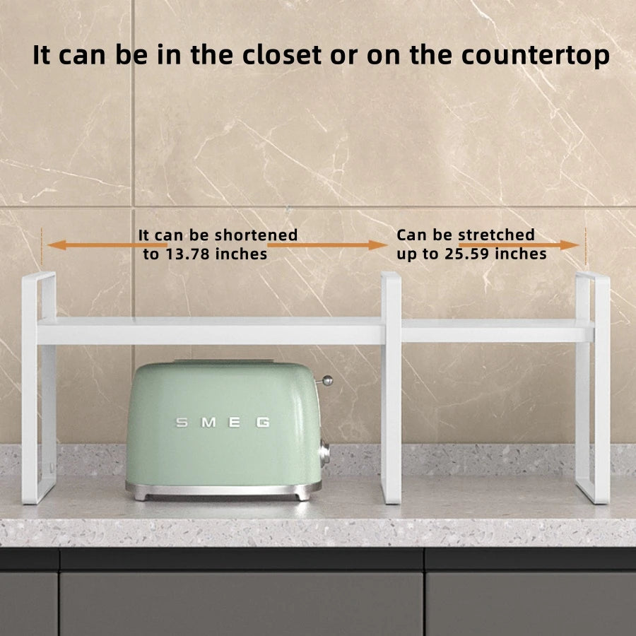 Kitchen cabinet multi-level shelf storage rack, seasoning storage rack, expandable home storage space, heavy-duty metal white